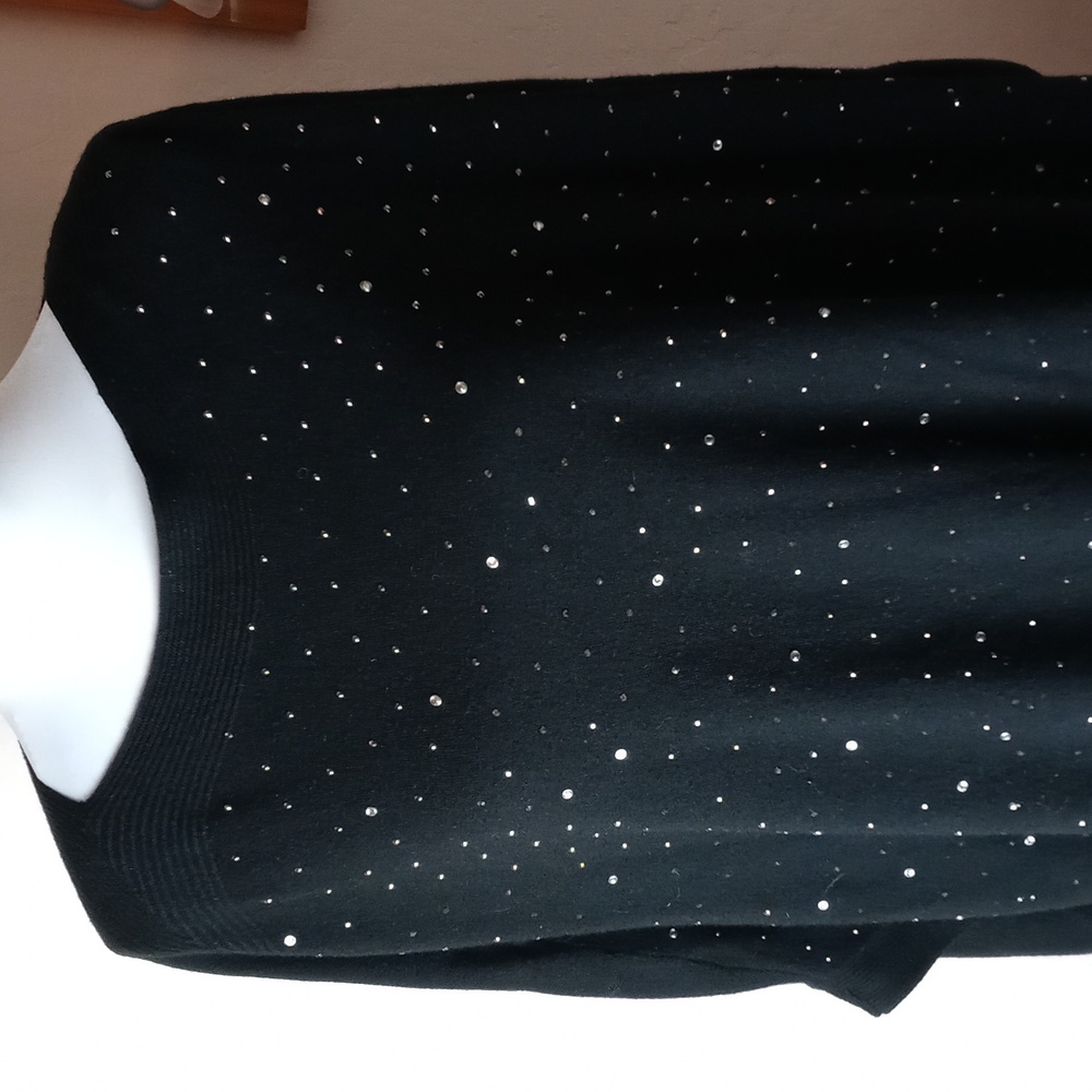 Ivonne Black Sweater Poncho with Pom-Pom Details - Picture 2 of 6